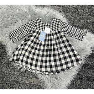 LALI Cleo Black Checkered Cotton Muslin Designed Dress 2Y Fair Trade Made ($56)